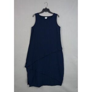 Oh My Gauze Dress Womens 2 Blue Asymmetrical Maxi Tank Cotton Boho Layered